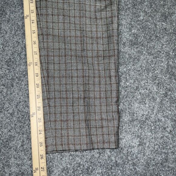 Theory Pants Womens Size 12 Brown Plaid Houndstooth Cropped Academia Preppy - Picture 6 of 9